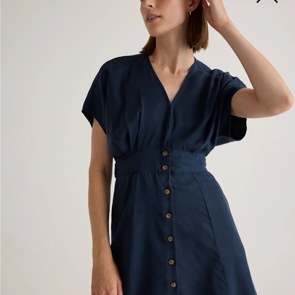 NEW Quince Vintage Wash Tencel Button Front Dress